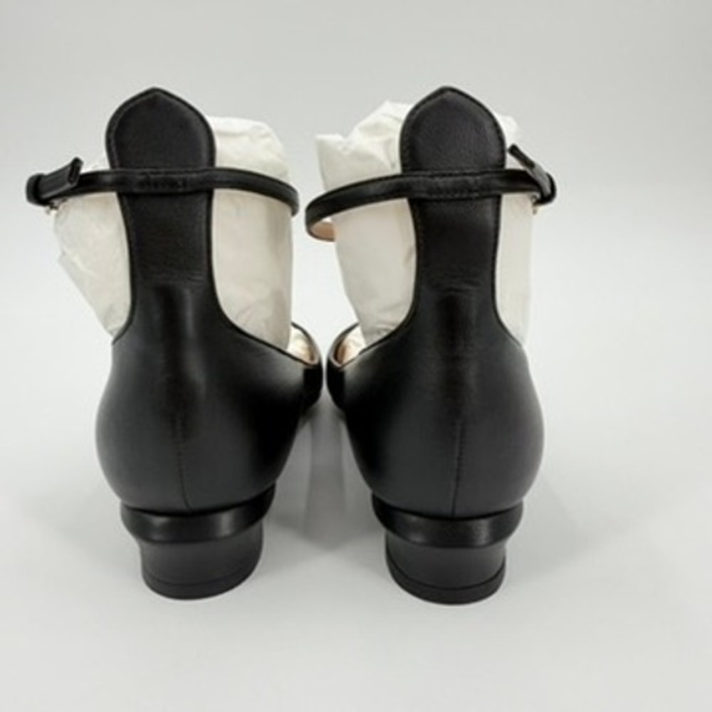 Valentino Garavani Black Leather Ankle Strap Flats TWDS0486 NK2 Size 37.5 - Picture 5 of 12